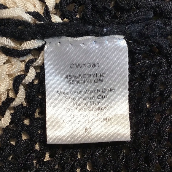 TCEC SWEATER OPEN FRONT CARDIGAN CHEVRON PRINT BLK NUDE OPEN WEAVE SZ MED - Picture 8 of 8